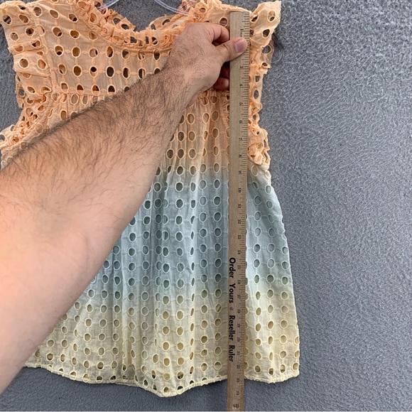 Anthropologie Ollari Ombre Lined Eyelet Pastel Sleeveless Cotton Top Blouse XS - Picture 11 of 12